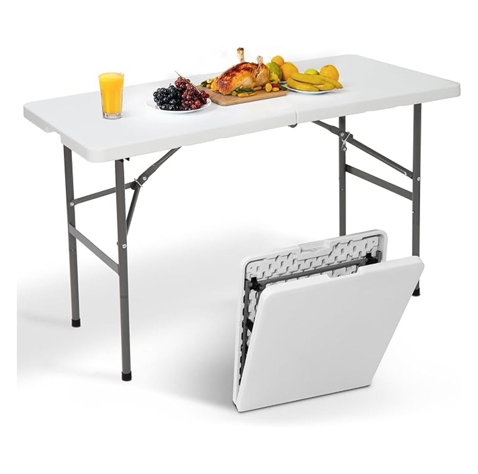 4FT Plastic Folding Table, Portable Heavy Duty Utility Table - Indoor ...