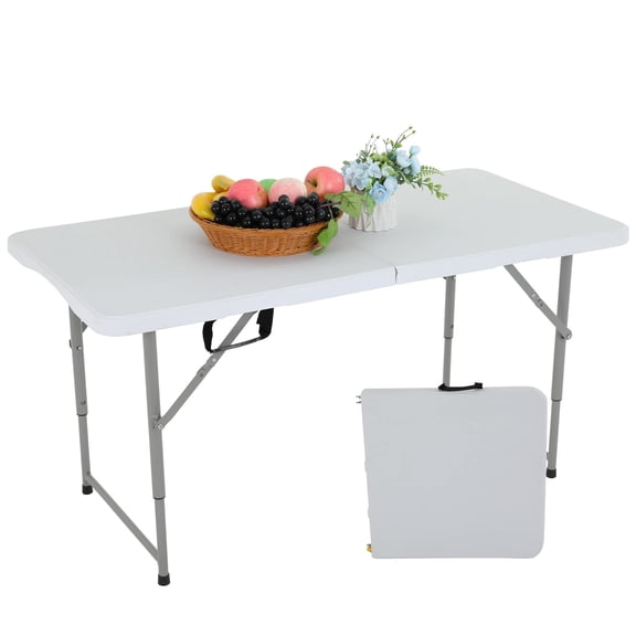 4FT Portable Folding Table, Half-Fold Durable Table for Indoor & Outdoor Use, Lightweight Multi-Purpose Desk for Home, Office, Camping, Parties & Dining