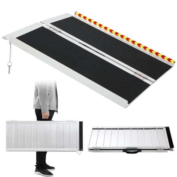 4FT Portable Wheelchair Ramp ,800 LBS Capacity Folding Aluminum Threshold Ramp with Anti-Slip Surface, Mobility Access Handicap Ramp for Home Steps, Doorway, Stairs, Doorways