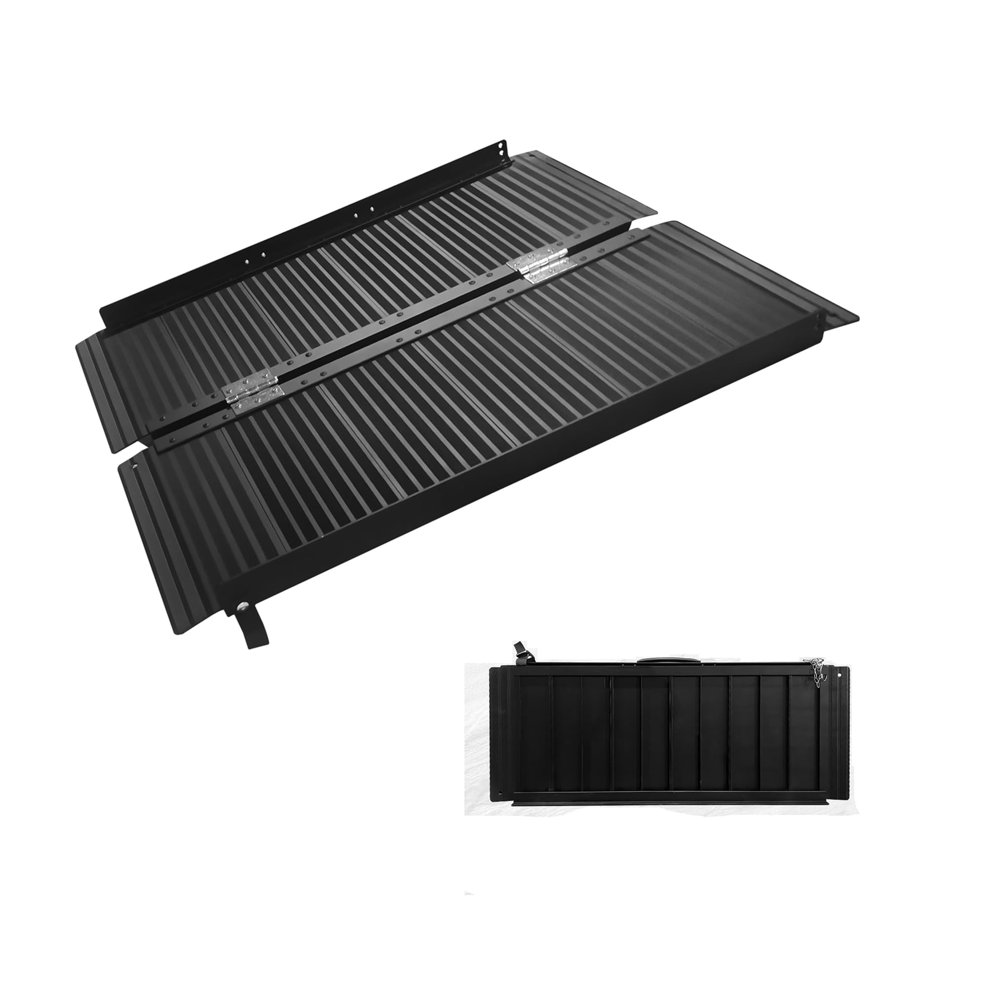 4FT Portable Wheelchair Ramp with Quick-Lock, Black Seamless Non-Slip ...