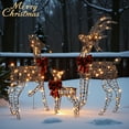 thumbnail image 1 of 4FT Pre-Lit Christmas Reindeer Family Decoration Set w/ Warm White LEDs, Brown Rattan Wrapped Buck, Doe & Fawn, Indoor & Outdoor Holiday Décor, 1 of 8