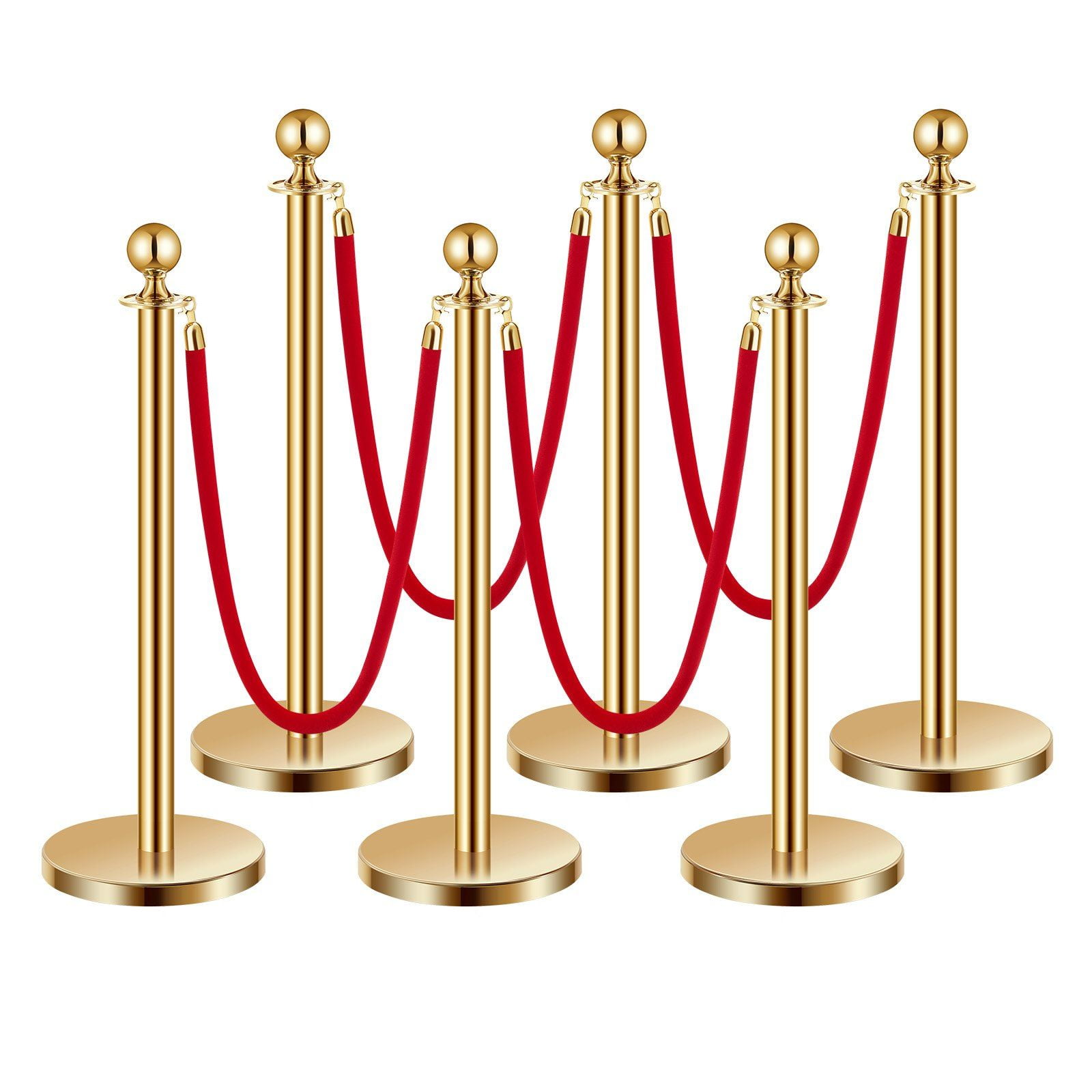 Wesiti 8 Pcs Stanchion Posts Queue, 5 Ft Red Velvet Botswana - View #3