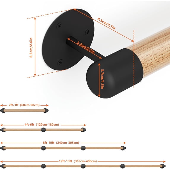 4FT Round Wooden Stair Handrail
