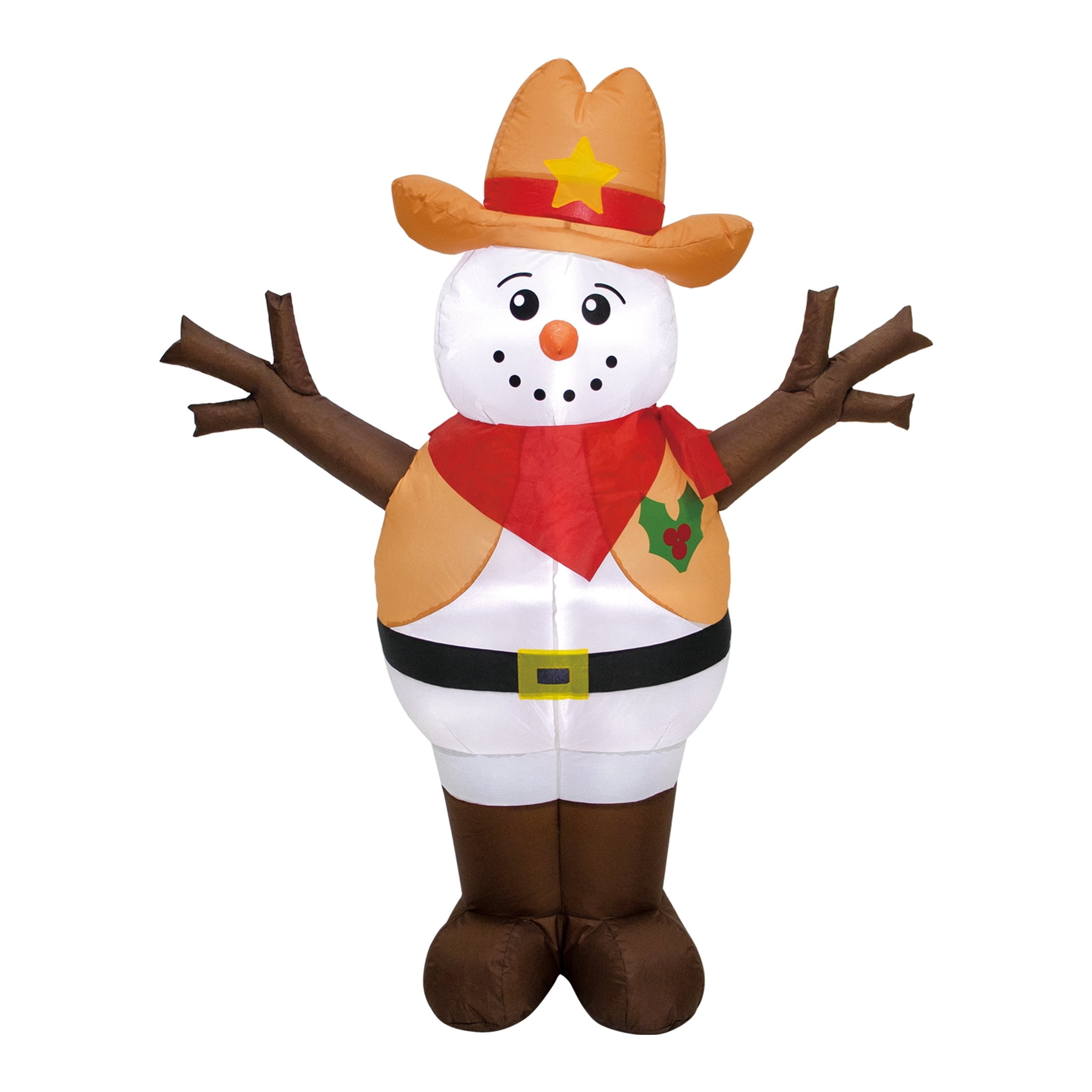 Multicolor Sheriff Snowman Christmas Airblown Yard Inflatable, 4', by Holiday Time