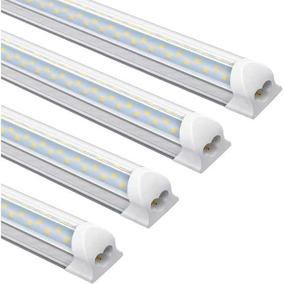 4FT Shop Light, T8 V-Shape Linkable LED Tube Lights, 6300LM 6500K 45W Integrated Lighting Fixture with ON/Off Switch, Plug and Play, Indoor Lights for Workshop, Basement, Warehouse, 4 Packs