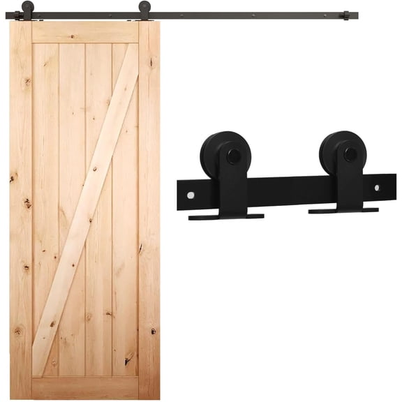 4FT Sliding Barn Door Hardware Kit Fit 24" Width Single Door Panel T-Shaped Style Black