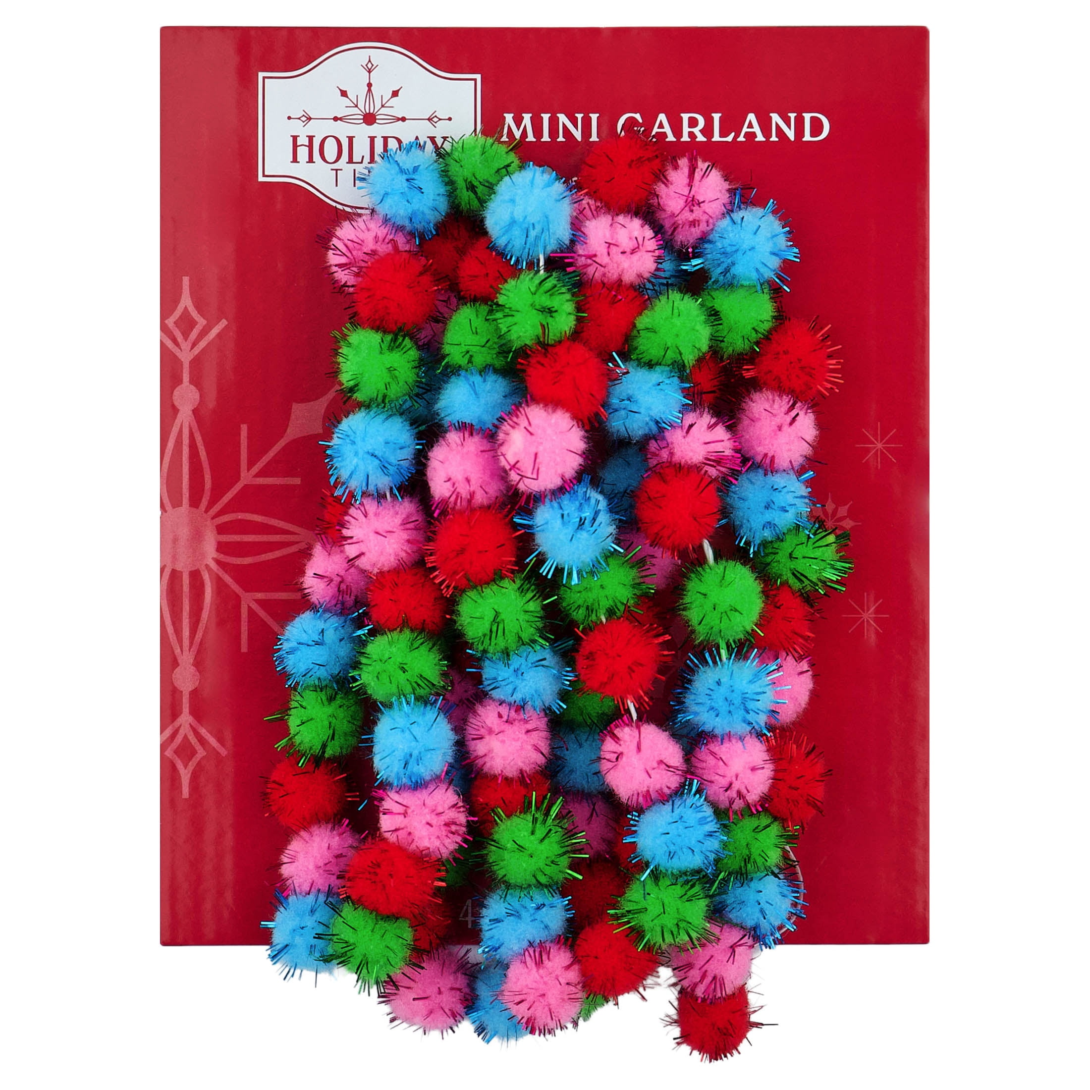 Pom-Pom Mini Christmas Garland, Multicolor, 4', by Holiday Time