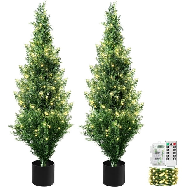 4FT Topiary Trees Artificial Outdoors 2 Pack, Two 4 Foot UV Resistant