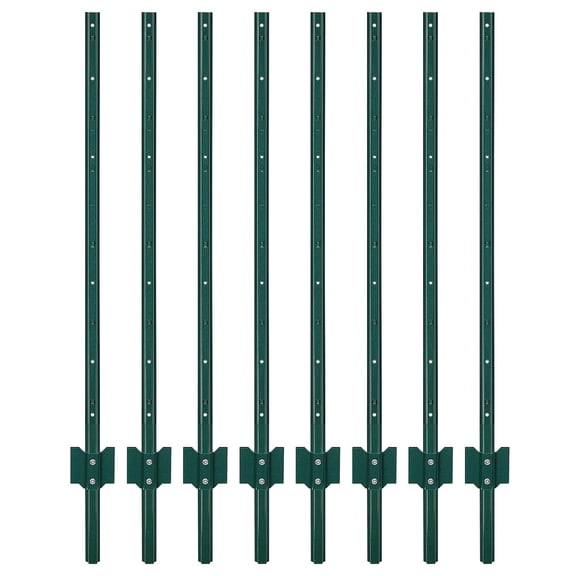 4FT U-Shaped Steel Garden Fence Posts 8-Pack Heavy Duty Rust Resistant