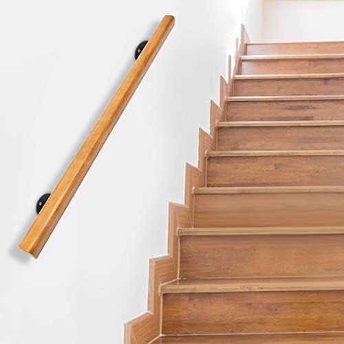 4FT Wood Handrails for Indoor Stairs, Wall Mount Safety Non-Slip Stair Railing, Pine Handrails Support Rod for Lofts Guardrail Corridor$$Tools & Hardware Other