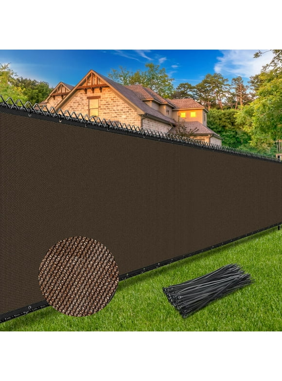 4FT x 50FT Privacy Fence Screen Heavy Duty 170GSM Fencing Mesh Shade Net Cover Nickel-Plated Copper Grommets, 95% Blockage Privacy Fence for Outdoor Wall Garden Yard Backyard Pool (Brown)