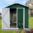 thumbnail image 1 of 4FTx 6FT Outdoor Metal Storage Shed,Steel Utility Tool Shed Storage House with Door and Lock,Gable Sloping Roof Design Outdoor Storing Tools  for Garden, Backyard, Patio, 1 of 5
