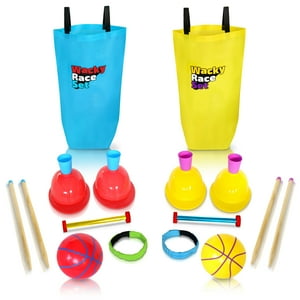 4FUN Wacky Race Set - Family Fun Outdoor Yard Games - Set Includes Hop Sack Race, Knee Wal...