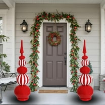 4Ft 2 Pcs Large Inatable Christmas Ornaments Balls Outdoor ，Christmas Topiary Decorations for Urn Porch, Yard Garden Garden Xmas Decor Red