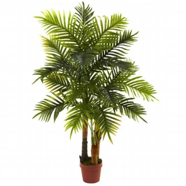 4-Foot Green Plastic Potted Areca Palm Tree