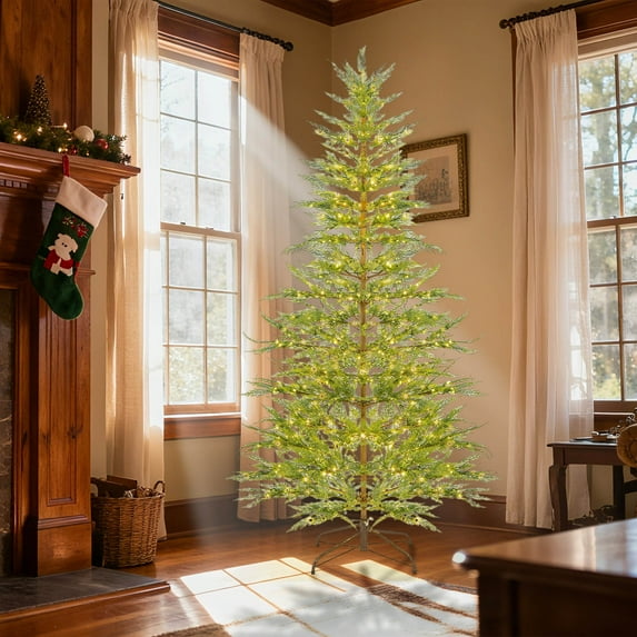 4Ft Artificial Christmas Tree, Pre-lit Christmas Trees with Lights, Includes Pre-strung White Lights and Stand, Christmas Decorations, Holiday Decor for Garden Courtyard Outdoor