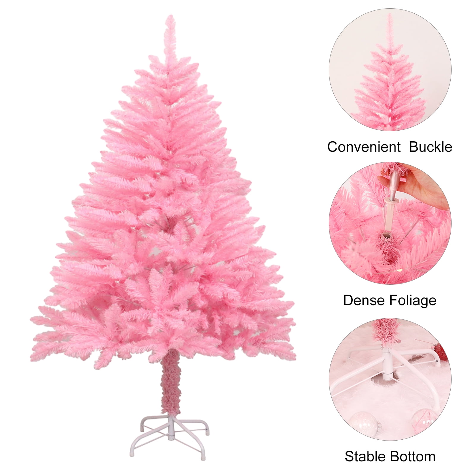 4Ft Artificial Pink Christmas Tree, Pink Tabletop Christmas Tree for Home, Office, and Xmas