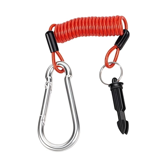 4Ft Breakaway Trailer Cable 1.2 m Trailer Brake Safety Cable, Coiled Cables, Spring Towing Coiled Wire With Clip, Heavy Duty Stainless Steel Protective Strap For RV Camper Trailer Brake Emergence Tow