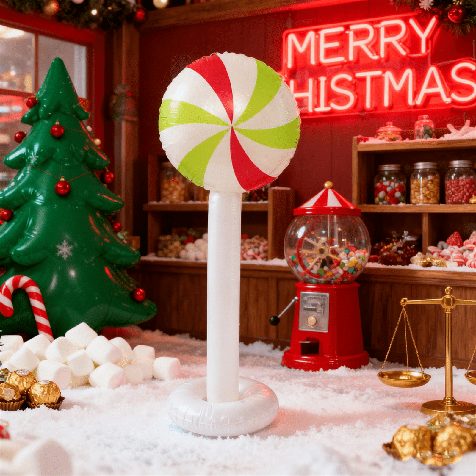 4Ft Christmas Inflatable Candy Decorations,Jumbo Peppermint Lollipop ...