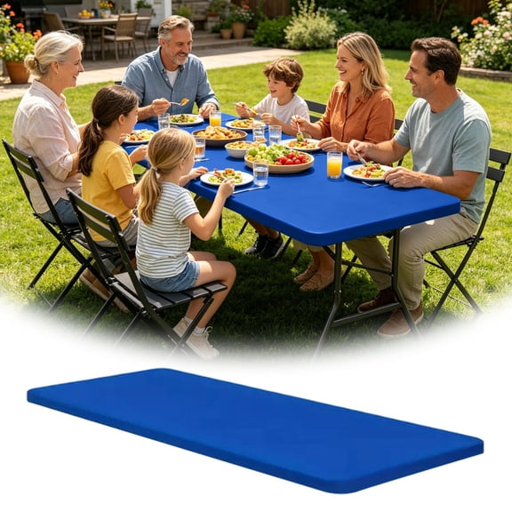 4Ft Fitted Picnic Table Cover Spandex Outdoor Tablecloth Waterproof Stretchy Table Cover For Camping Picnic Backyard Gatherings(Blue-76X122Cm)