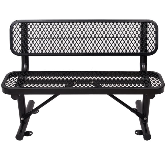 4Ft Heavy Duty Park Bench with Steel Frame, Metal Mesh Bench for Lawn, Park, Garden, Patio, Porch