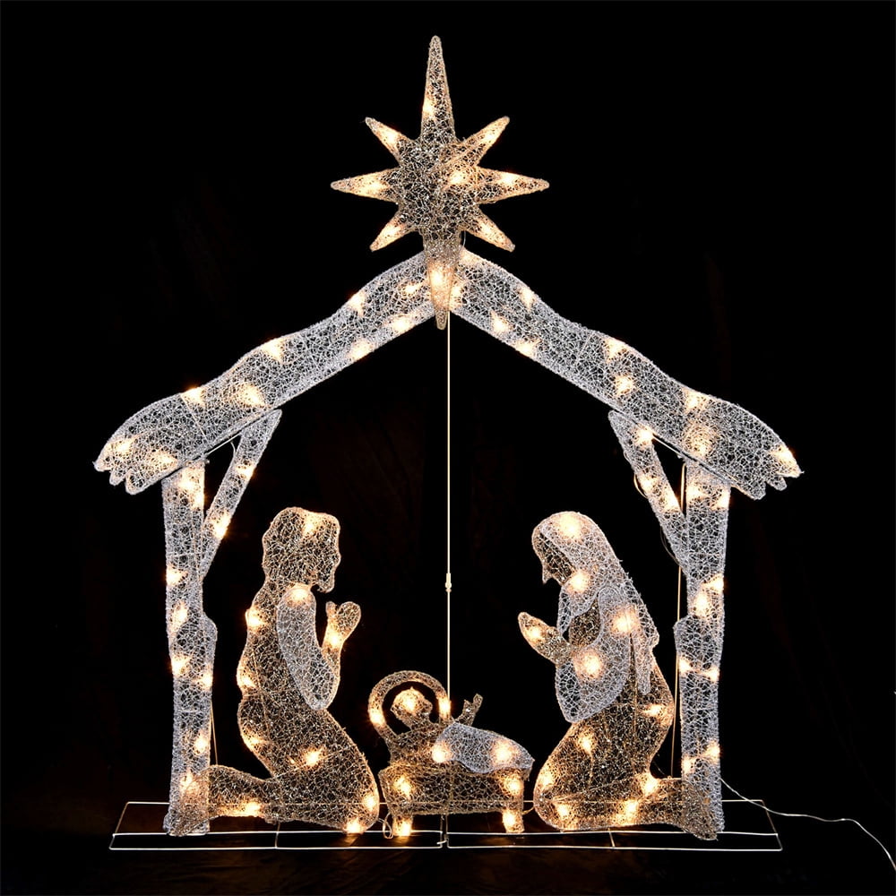 4Ft Lighted Nativity Scene Christmas Decor Holy Family Nativity Scene