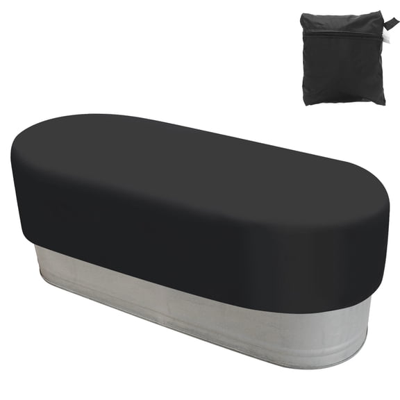 Uxcell Oval Stock Tank Covers Waterproof Dustproof 420D Oxford SPA Bath Pool Cover Protector, Black 4Ft