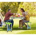 thumbnail image 1 of 4Ft Portable Folding Picnic Table Camping Table Foldable Set with 4 Seats with Umbrella Hole Suitcase Card Table-220 Lbs Support Aluminum Frame, Plastic RV Tabletop for Yard, 1 of 6