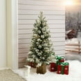 thumbnail image 1 of 4Ft Pre-Lit LED Battery-Operated with Timer Artificial Flocked Fir Christmas Tree with Square Planter, 1 of 20