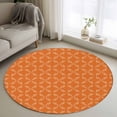 thumbnail image 1 of 4Ft Round Rug, Orange Morocco Non-Skid Rubber Backing Large Area Rugs - Living Room Bedroom Home Office, Geometric Leaf Diamond Lattice Abstract Indoor Floor Mat Carpets Washable Rug, 1 of 9