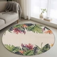 thumbnail image 1 of 4Ft Round Rug, Palm Leaves Non-Skid Rubber Backing Large Area Rugs - Living Room Bedroom Home Office, Summer Botanical Tropical Plants Rustic Indoor Floor Mat Carpets Washable Rug, 1 of 9