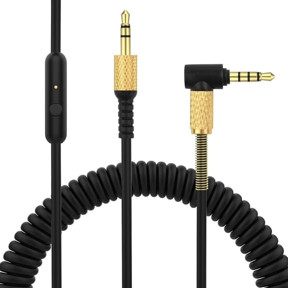 4Ft to 8.2Ft Major 3 Cable with Microphone for Marshall Major 2/3/4/Monitor II Mid A.N.C Headphones (3.5mm Plug, Black, Round, Male-to-Male)