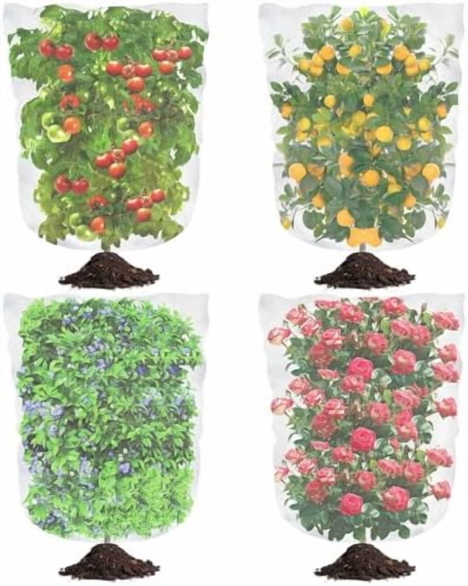 4Ft x 6Ft Blueberry Bush Netting Cover,4 Pack Bird Netting for Blueberry Bushes, Garden Netting Insect Pest Barrier with Drawstring, Plant Fruit Tree Netting Net for Garden Protection