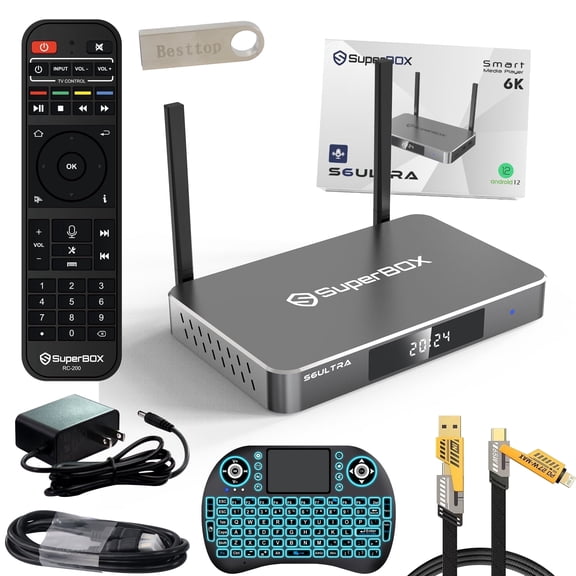 4G+128G Superbox S6 Ultra 2025 Fully Loaded Built in Voice System, Parental Controls & Time Shift, Super Box S6ultra with Android 12, 6K HDMI, Bluetooth 5.2