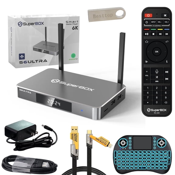 4G+128G Superbox S6 Ultra 2025 Fully Loaded with Voice Control, Parental Controls & Time Shift, Super Box S6ultra with Android 12, 6K HDMI, Android 12.0