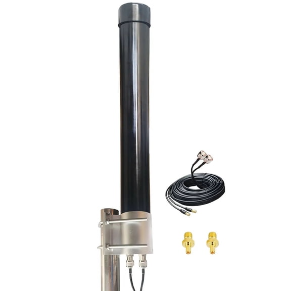 4G/5G MIMO Omni-Directional Wideband Antenna Kit with 210m RG58 Cable, N-Female, for Cellular Modems & Routers on Verizon, AT&T, T-Mobile, Rogers, Bell & Telus