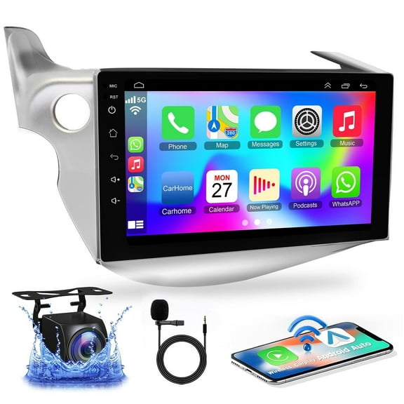 4G+64G Android 12 Car Radio for Honda Fit 2008-2013, 10.1'' Head Unit Stereo with WiFi/5G, Wireless CarPlay+Android Auto, GPS Navigation, Bluetooth5.2, 1080P Rear Camera, Touch Screen, SWC, FM Radio