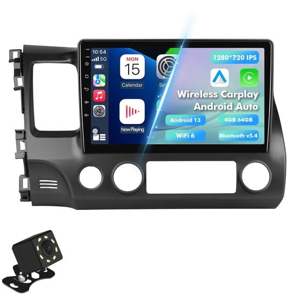 4G 64G Android 13 Car radio for Honda Civic 2006-2011 Multimedia Stereo Wireless Carplay Android Auto Autoradio Navigation GPS WIFI Mirror link Camera FM BT