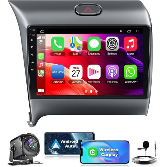 4G+64G Android Car Radio for 2013-2018 KIA Forte K3 Cerato, 9 Inch Android 12 Touch Screen Stereo with Wireless CarPlay, Android Auto, GPS Navi, 5G WiFi, Bluetooth 5.2, HD Rear Camera, SWC, FM Radio
