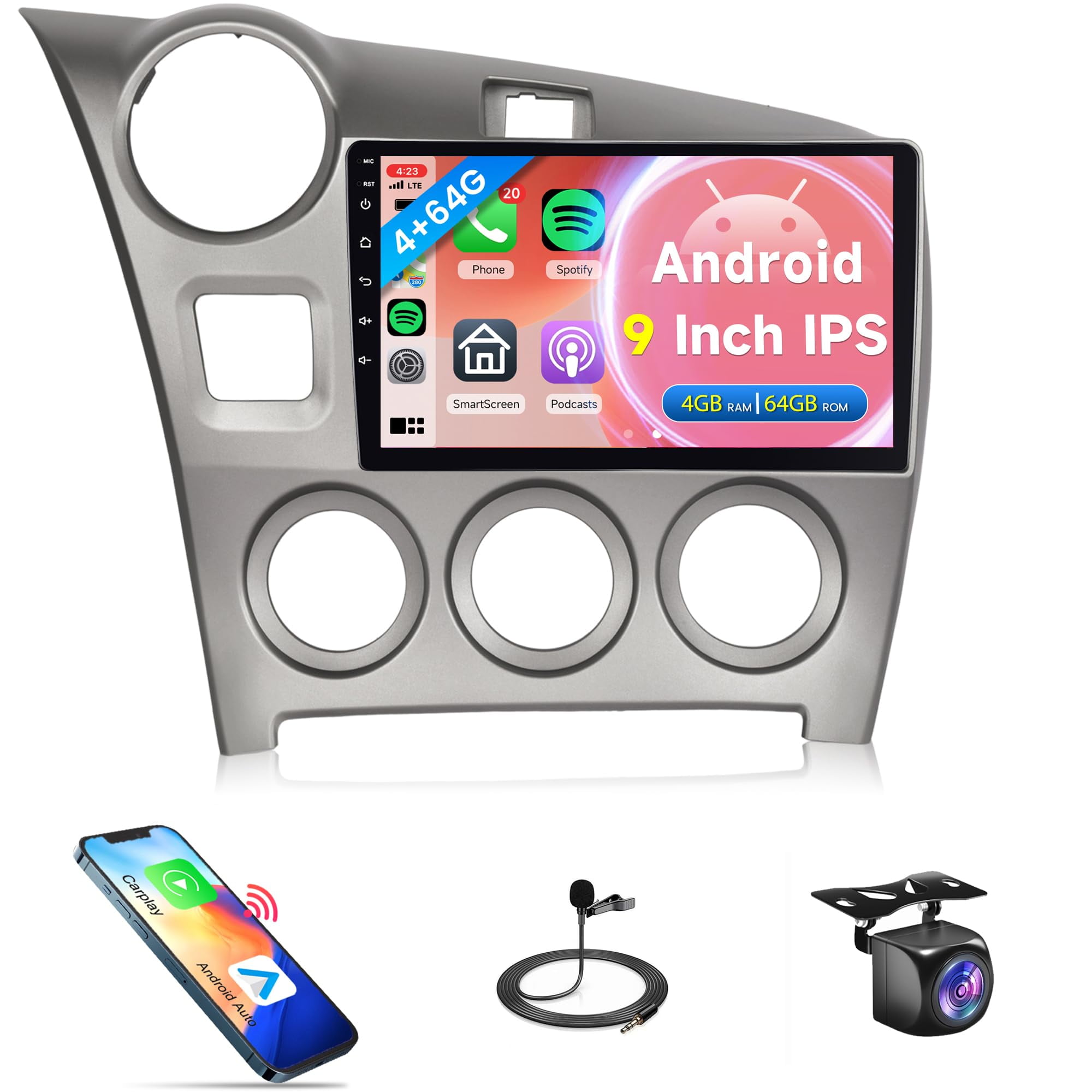 2+32G Autoradio per VW Tiguan 2007-2015 con Carplay Android Auto, 9 pollici Touchscreen Lettore Ricevitore Multimediale Digitale con Bluetooth WiFi FM RDS SWC telecamera di retromarcia