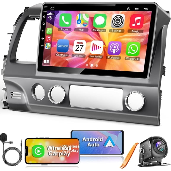 4G+64G  Radio for  Civic 2006-2011 with  Carpaly & ,10.1 Inch IPS Touch Screen  Stereo with GPS Navigation/ 5.2/FM/Backup Camera/WiFi/SWC/HiFi
