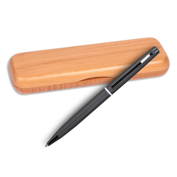 4G Ball Pen - Matt Black with White Accents with Single Gift Box Maple