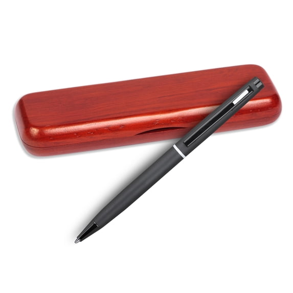 4G Ball Pen - Matt Black with White Accents with Single Gift Box Rosewood