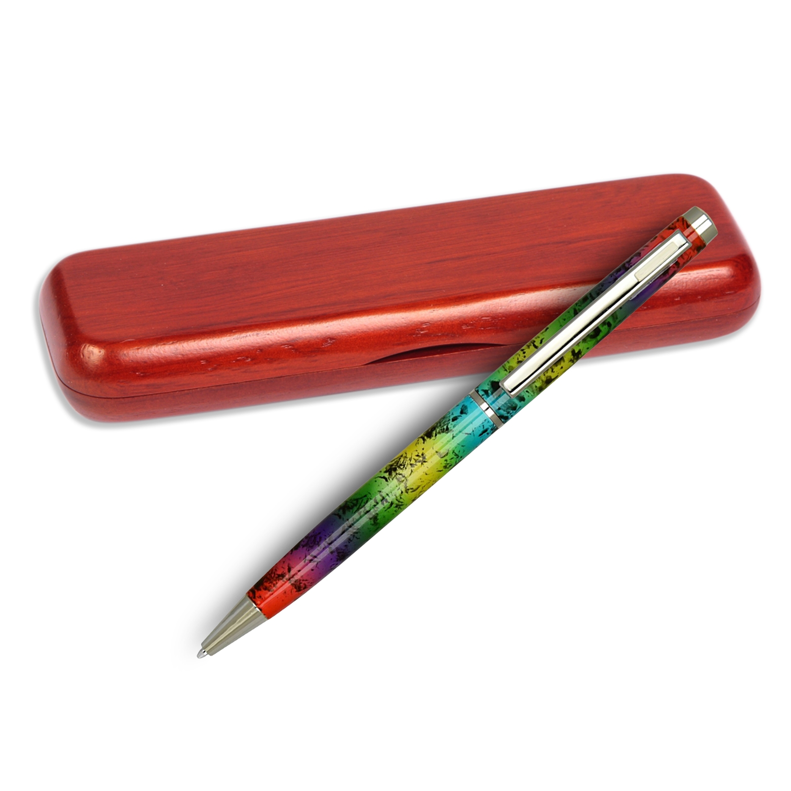 4G Ball Pen - Rainbow with White Accents with Single Gift Box Rosewood