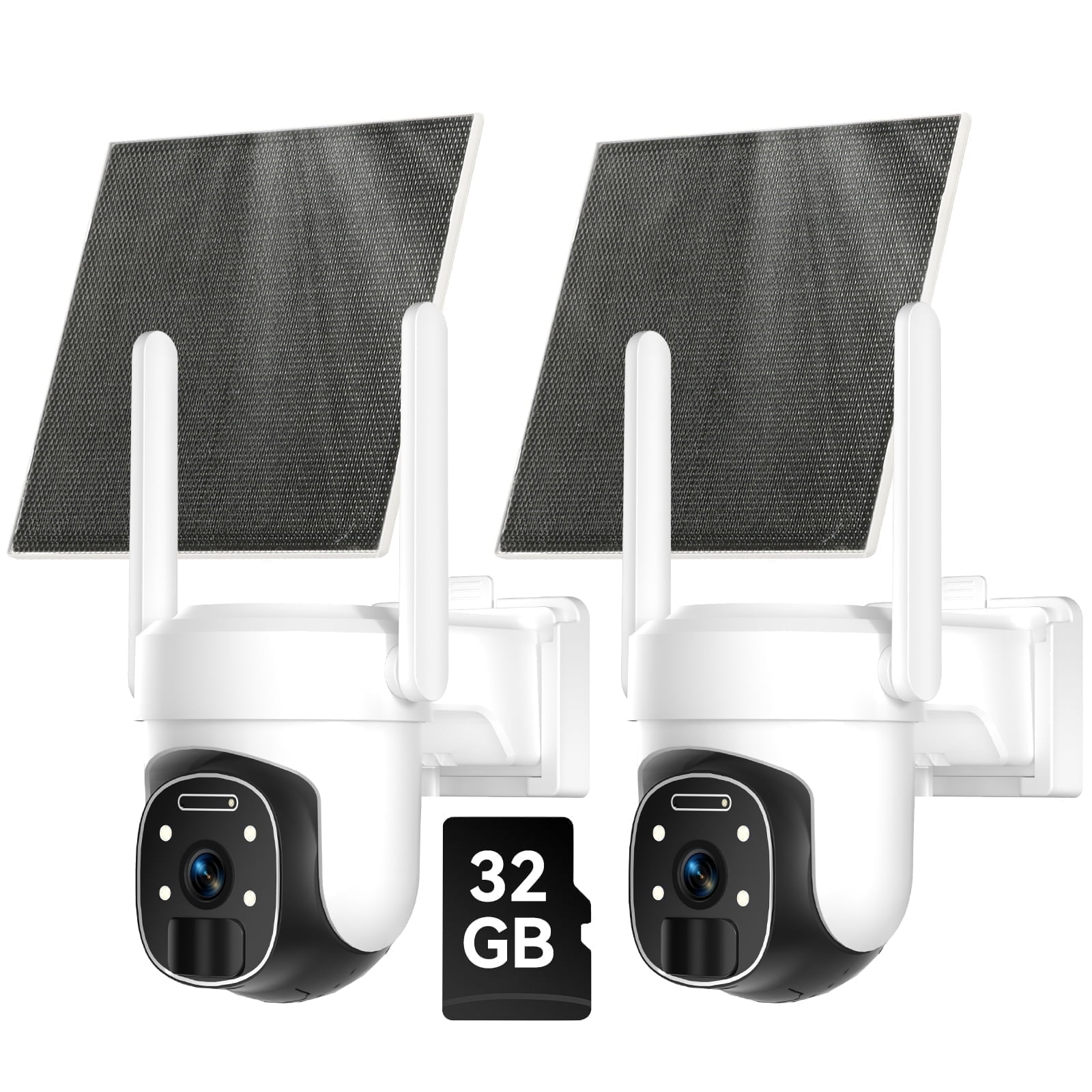 4G LTE Cellular Security Camera Outdoor with 32G TF card, 2K No WiFi Solar Camera Outdoor Wireless Color Night Vision, Cellular Cameras for Security 360° Viewing, PIR Motion Sensor,2Pack