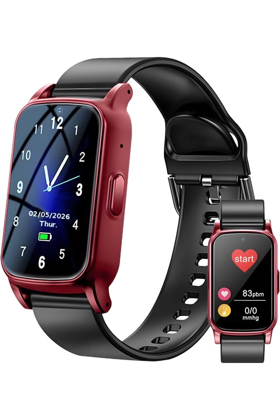 4G Fall Detection Smart Watch for Seniors with GPS, SOS Alert & HD Video Call, Waterproof Fitness Watch for Elderly Care (Red)