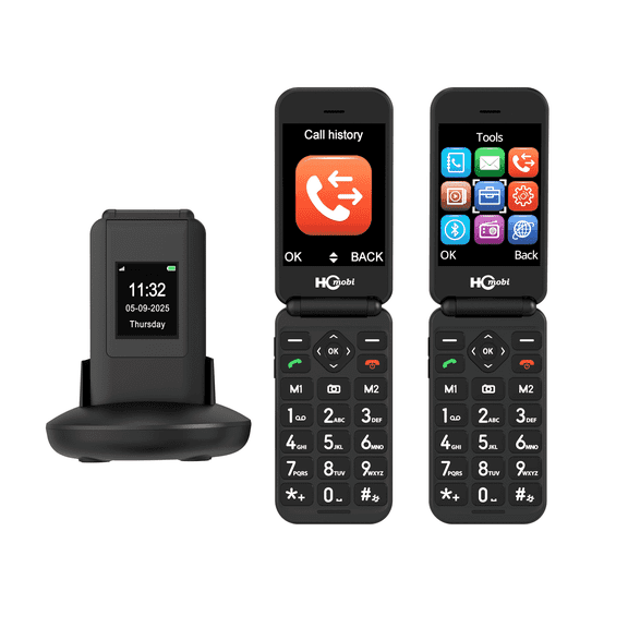 4G Flip Phone Unlocked, 2.8+1.5"Dual Screen Flip Phone for Seniors, SOS Button,Speed Dial,Large Fonts,Big Buttons,Charging Dock,Camera,FM Radio,1400mAh Battery