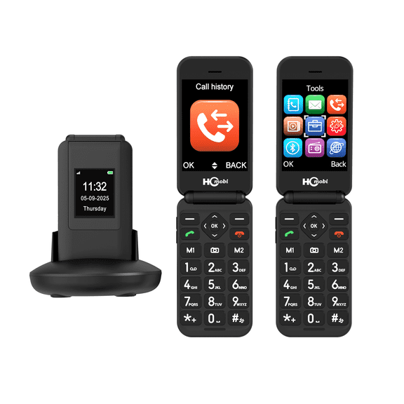 4G Flip Phone Unlocked, 2.8+1.5"Dual Screen Flip Phone for Seniors, SOS Button,Speed Dial,Large Fonts,Big Buttons,Charging Dock,Camera,FM Radio,1400mAh Battery