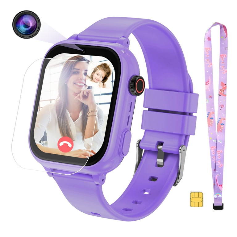 4G GPS Smart Watch for Kids Kids Smart Phone Watch with SIM Card for Boys Girls Aged 4 12 with Call SOS Parental Controls Games Camera Alarm Video Music Birthday Gifts Purple