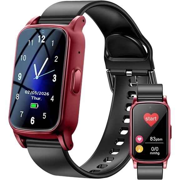 4G GPS Smart Watch for Elderly, Fall Detection & SOS Emergency Call, Health Monitoring, Video Calling, IP67 Waterproof Senior GPS Smart Watch(Red)
